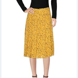 Michael Kors Yellow Floral Print Silk Skirt Size 2